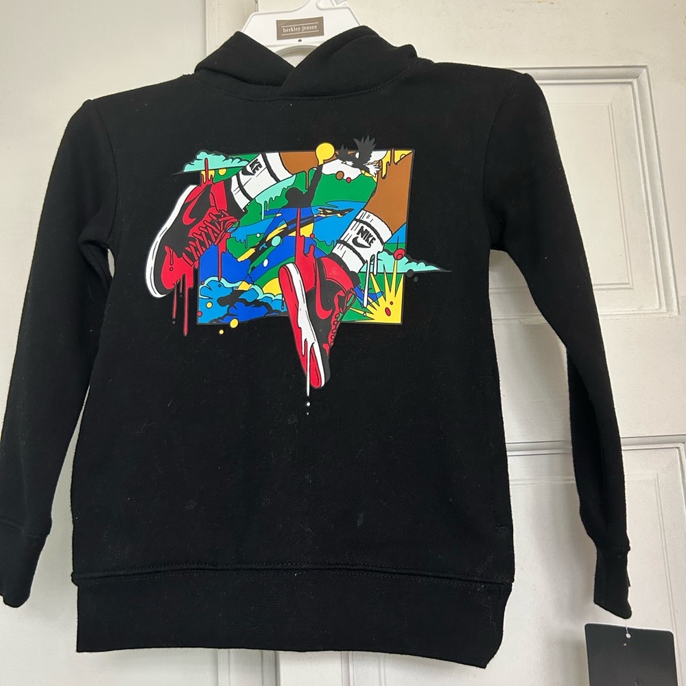 Nike Black Hoodie with Red and Blue Graphic